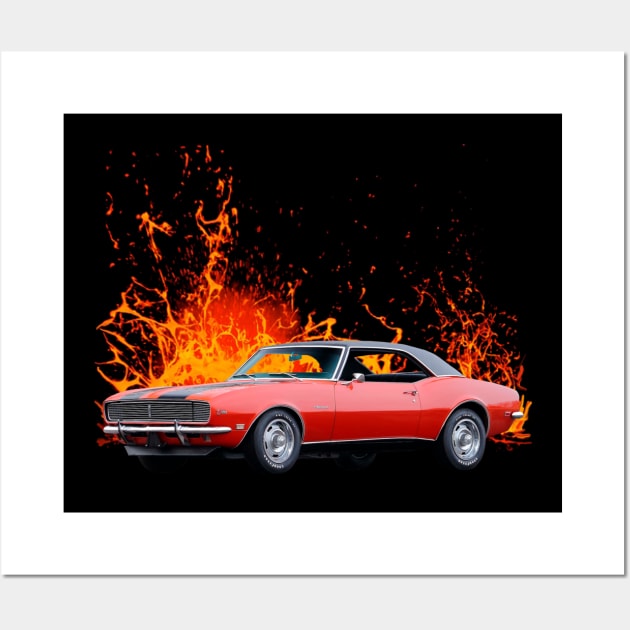 1968 Camaro Z28 in our lava series Wall Art by Permages LLC